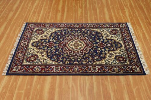 Hand Knotted Living Room Oushak Blue Carpet Turkish Oriental Wool Area Rug 4x6ft - Picture 6 of 14