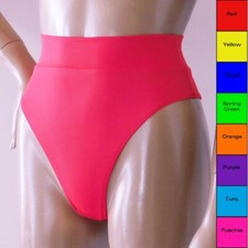 Thong Bikini Bottom Banded Waist in Red,Turq,Yellow,Orange,Green,Purple,Fuschia