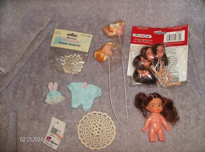 11 PC DOLLS & HATS CRAFTS 4'' DOLL ROMPER CLOTHES DOLL ON PICK  NEW IN PACKAGE