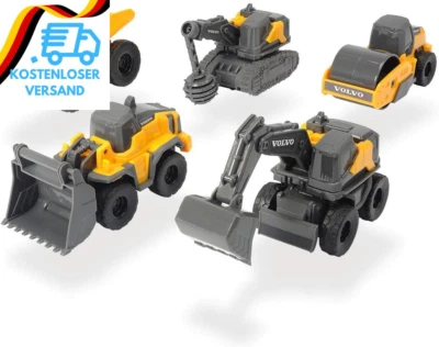BESUCHE DEN DICKIE TOYS-STORE Dickie Toys 203722008 Volvo Micro Workers, 5Er Spielzeugset, Bagger, Baustelle,