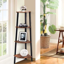 NNECW 4-Tier Corner Shelf with No-Shaking Structure for Office-Coffee