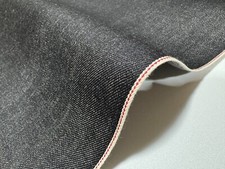 Japanese black denim fabric with selvage by the yard, 10.5 oz