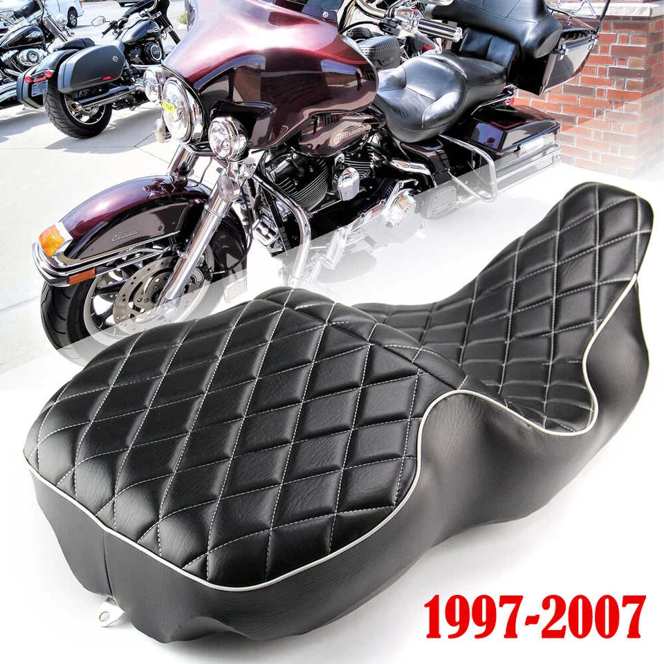 For 97-07 Harley Electra Glide Standard Classic Rider Driver Passenger 2 Up Seat Foto 4 de 4