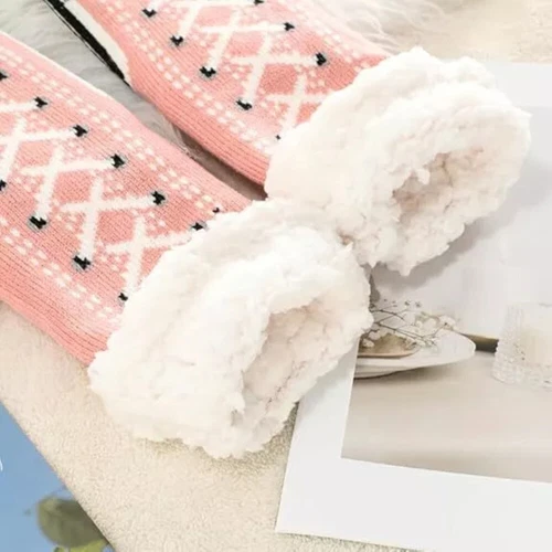 Ultradicke Kaschmir Hüttenschuhe Heimsocken, Hausschuhe Socken mit rutschfester Slipper - Bild 5 von 23