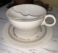 Vintage Beard Cup And Saucer By Salem China, 23K Gold Trim, Made In USA