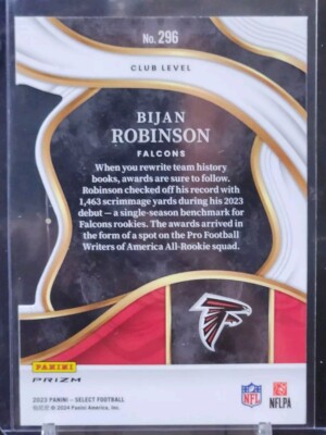 2023 Panini Select NFL Bijan Robinson Club Level Rookie RC