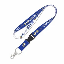 MATTHEW STAFFORD #9 LOS ANGELES RAMS LANYARD DETACHABLE BUCKLE NEW WINCRAFT