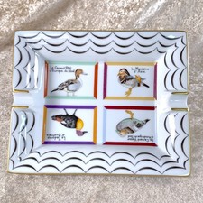 Vintage Hermes Paris Porcelain Ashtray Change Tray Bird Motif