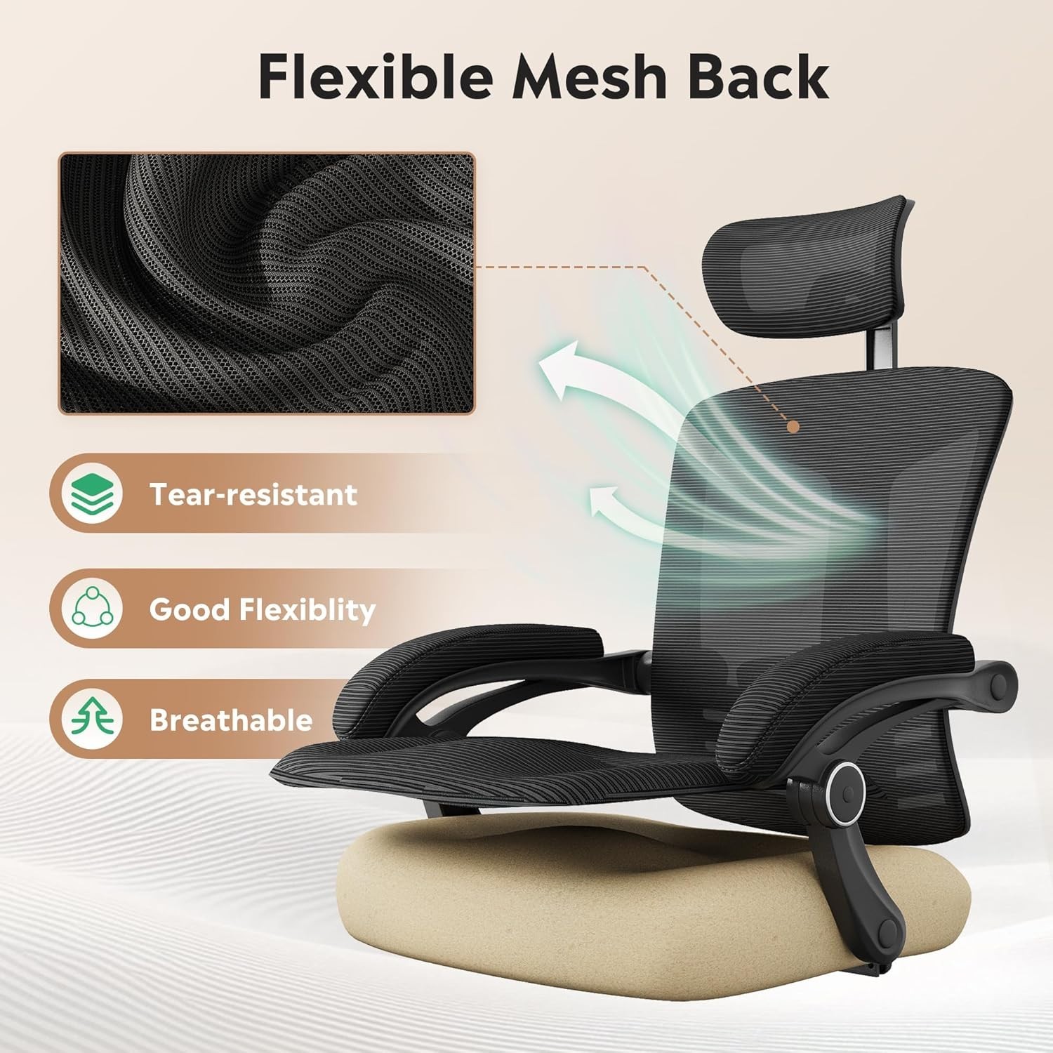 Comfy Computer Black Ergonomic Mesh Office Desk Chair With Footrest Adjustable