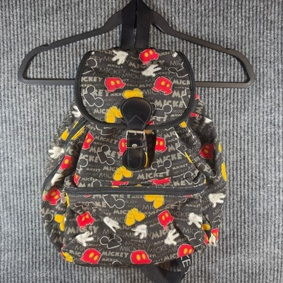 Disney Parks Mickey Mouse Backpack Walt Disney World Canvas Black Red Yellow