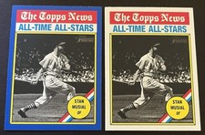 2) 2025 TOPPS HERITAGE STAN MUSIAL BLUE BORDER BASE #350 ST. LOUIS CARDINALS HOF