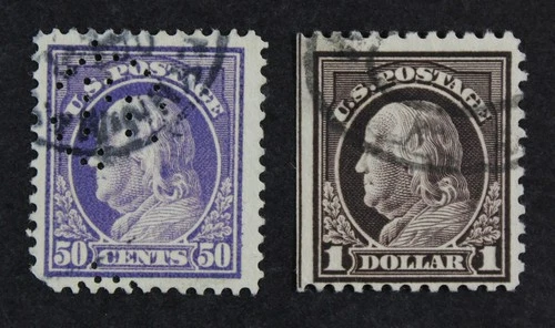 CKStamps: US Stamps Collection Scott#422 Perfin, 423 Used