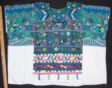 Vintage Handcrafted Guatemalan Huipil Colorful Embroidery San Juan Cotzal
