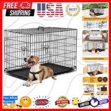 Dog Crate Dog Kennel Cage with Double Door,36 inch Folding Metal Wire Dog Cag...
