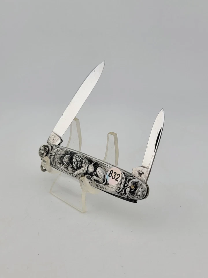 VTG RARE ROSTFREI SOLINGEN GERMANY EMBOSSED WILHELM TELL LION HANDLE PEN KNIFE - Image 3 of 4