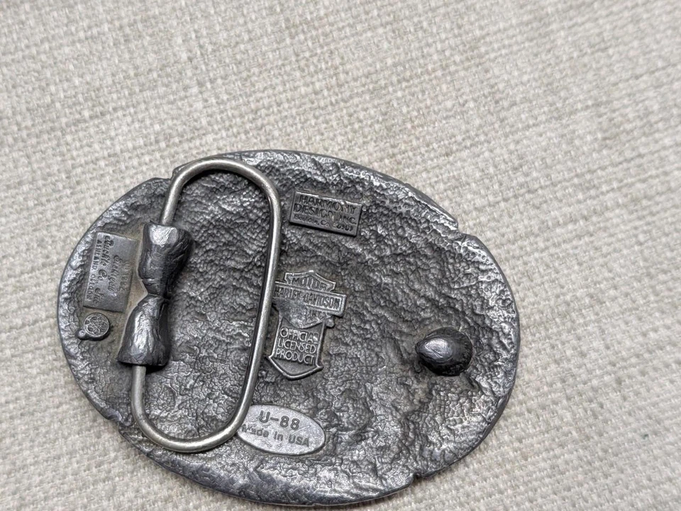 De colección Hecho en EE. UU. HARLEY DAVIDSON Hebilla de Cinturón NATIVO AMERICANO INDIO Motocicleta Foto 4 de 4
