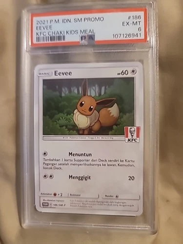 Eevee KFC Promo 186/SM-P PSA 6 Limited 2021 Pokemon Cards Indonesian
