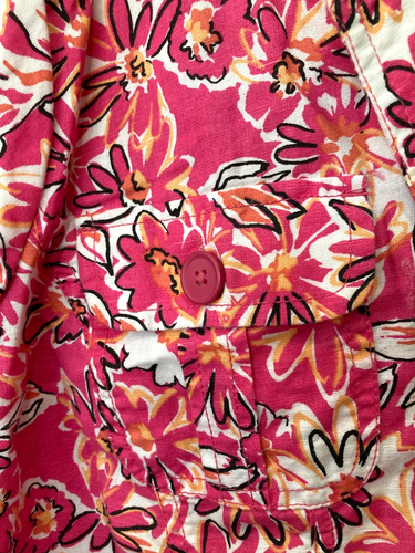 Studio Works Woman Floral Jacket 3X Pink Linen Cotton Blend Spring Plus Layering - Picture 3 of 9