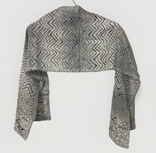 Adrienne Vittadini Sheer Poly Silk Scarf Ombre Grey Blue Metallic Silver Fleck