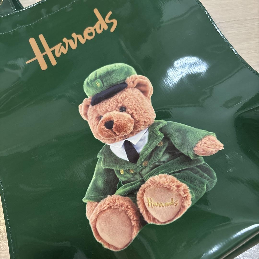New Harrods green tote bag with teddy bear | eBay
