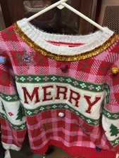Holiday Time Ugly Christmas Sweater Red Kids Extra Large 16 Through 18