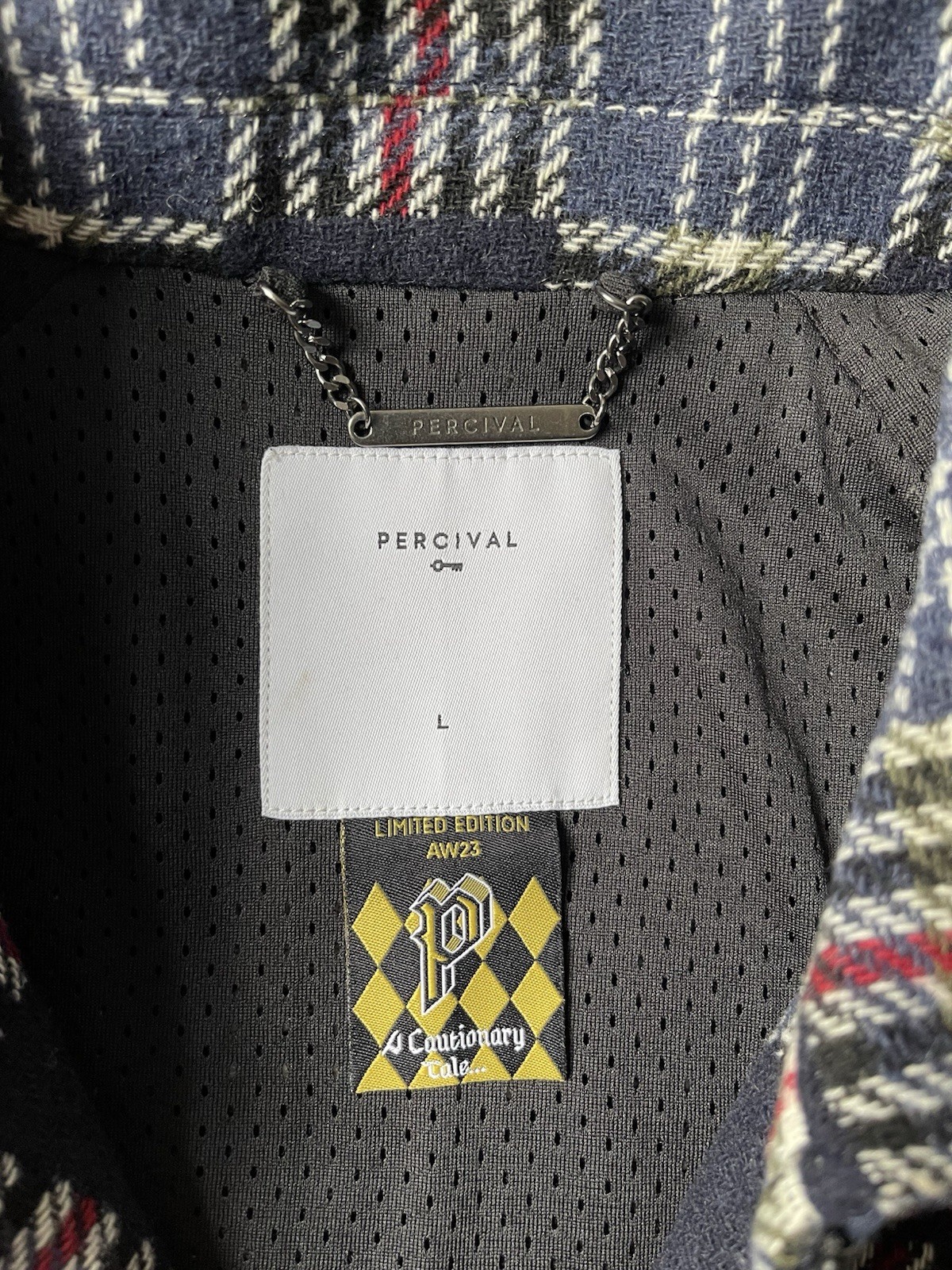 Men’s Percival Anderson Raglan Plaid Jacket In Navy (FW 2023) Size L image 2