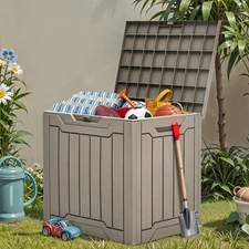 Uforic 31 Gallon Outdoor Resin Deck Box, Waterproof Storage Box, Light Brown