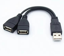 1 Male Plug To 2 Female Socket USB 2.0 Extension Line Data Cable Power Adapter