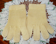 1950S GLOVES HAND KNIT YELLOW COTTON MEDIUM WEIGHT SILKY FEEL VINTAGE GLOVES