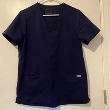 Figs Women's Catarina Two-Pocket Scrub Top Navy Blue, Size Medium