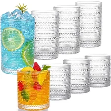 Hobnail Drinking Glasses Set of 8 Glass Cups 12 oz Hobnail Drinking Glasses &...