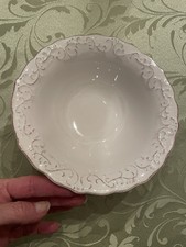 Pier 1 Imports Antique Scroll Soup/ Cereal Bowl White Discontinued
