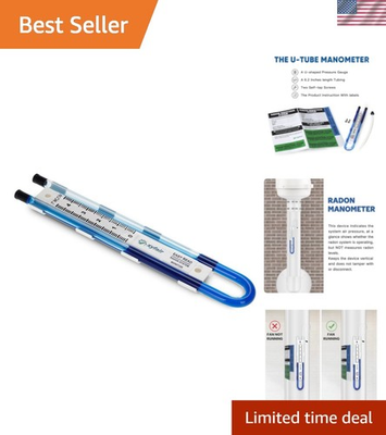 #ad Adjustable 0 4.5quot; WC U Tube Air Pressure Indicator in Blue Non Toxic Oil $19.99