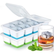 Large Silicone Ice Cube Tray With Lid Big Square Mould  UK