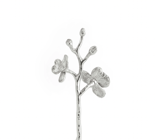 MICHAEL ARAM WHITE ORCHID SILVER PEPPER SHAKERS SET OF TWO WITH CADDY 3.5" NEW - Picture 3 of 14
