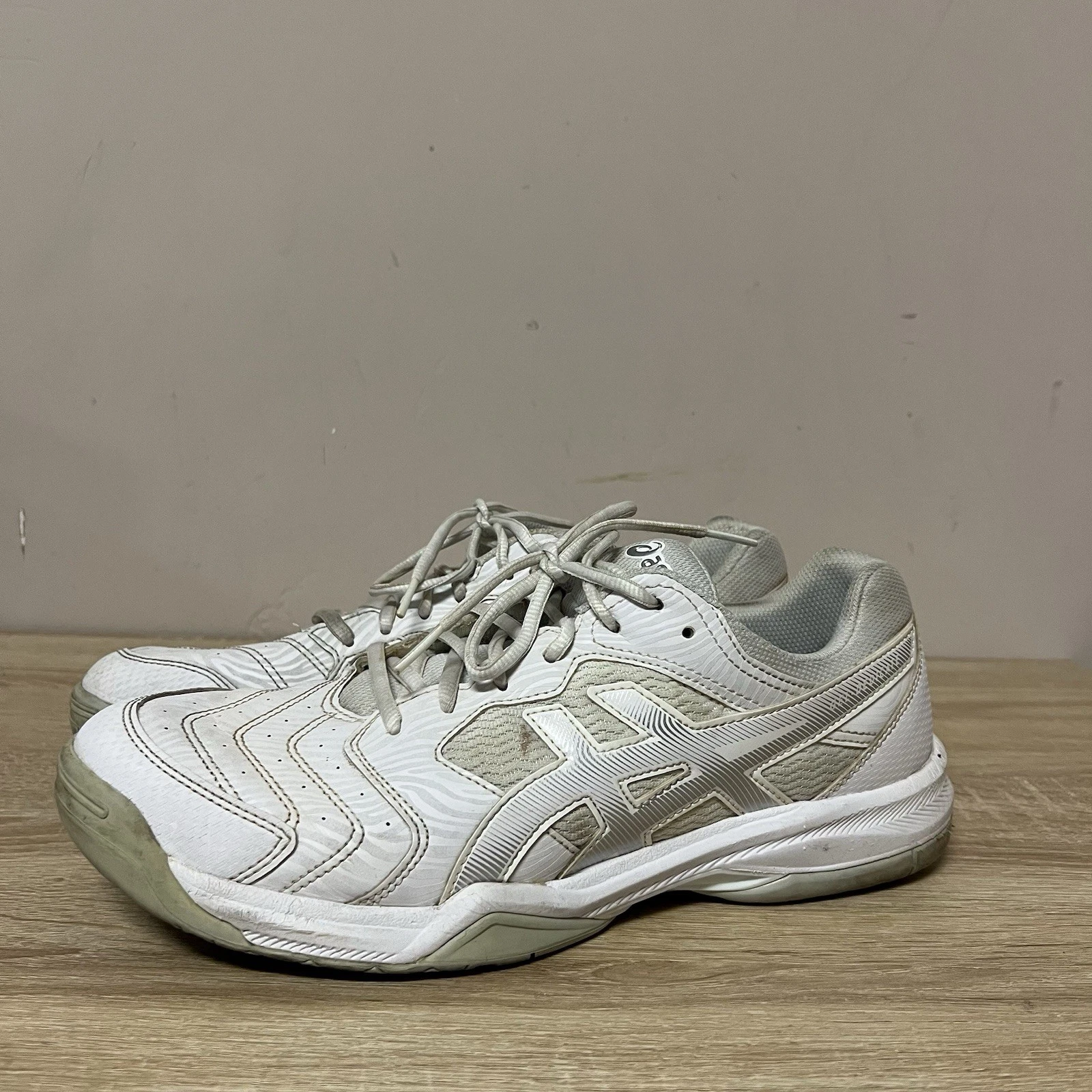 Scarpe da tennis ASICS Gel Dedicate 6 bianche argento sportive da uomo taglia US 10 5