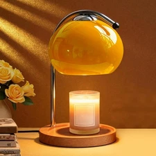 Aroma Wax Melting Lamp Retro Wood Storage Tray Glass Candle Warmer Desk Lamp ...