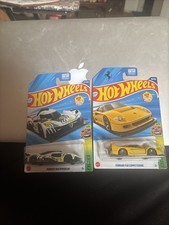 2 HOT WHEELS 2025 EXOTICS WHITE PEUGEOT 9X8 HYPERCAR & YELLOW FERRARI
