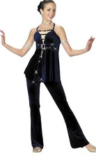 Evening Shade Navy Adult Small Dance Costume Competitor w/Rhinestone Buckle New
