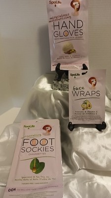 Spa Life 3-Item Pampering Set: Face Wrap + Foot Sockies + Hand Gloves