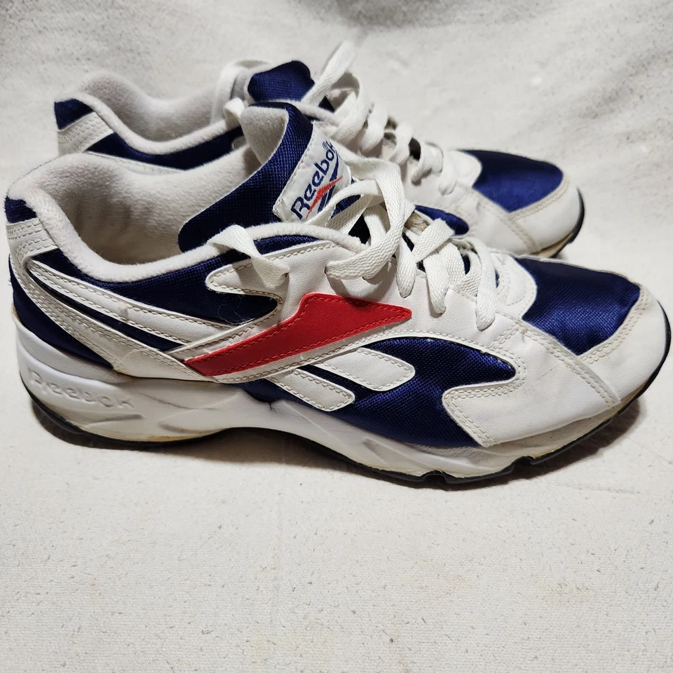 Мужские винтажные 1980-х REEBOK туфли размер 9 белый, синий и красный - Изображение 3 из 4