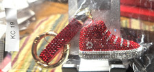 Red and Silver High Top Sneaker Keychain/Bag Charm w/Gold Metal New KC-19