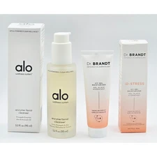 ALO GLOW Enzyme Facial Cleanser 3.2 oz & Dr. Brandt Icy Gel Moisturizer 1.7 oz