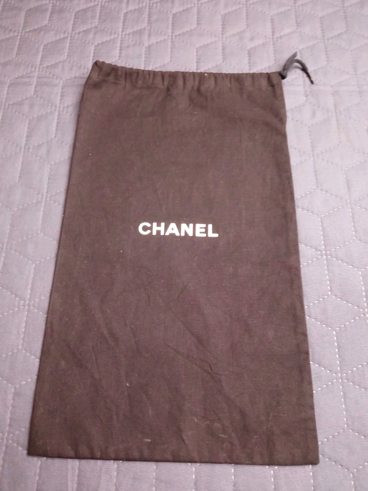 Auth Cahanel Black Dust Bag Travel Case 15''x8.5''