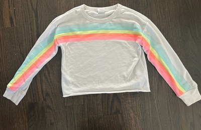 Girls Gap Neon White Striped Sweatshirt Size 8