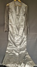 Womens Night Dress - Silver With Lace Arms & Belt - XLarge