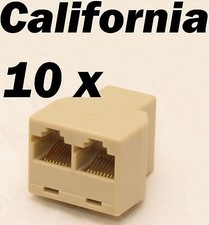 Lot 10 Pcs 3-Way RJ45 Network Y Splitter Cable Extender Plug Coupler Adapter T