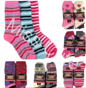 Thick Warm Winter Boot Socks Size 4-7 3 Pairs Of Ladies Design Thermal Socks