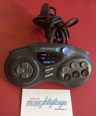 Vtg SG Propad 6 Interact Sega Genesis 6 Button Controller Black SV-439