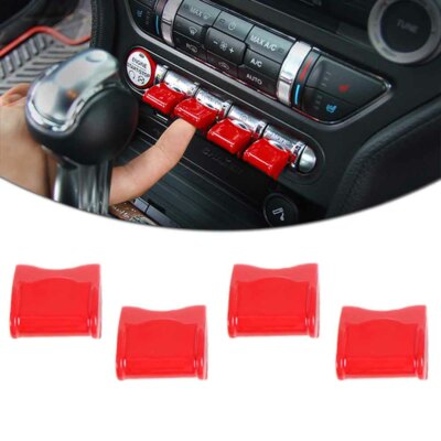 Red Console Center Control Switch Frame Protector Covers For 15-18 Ford Mustang